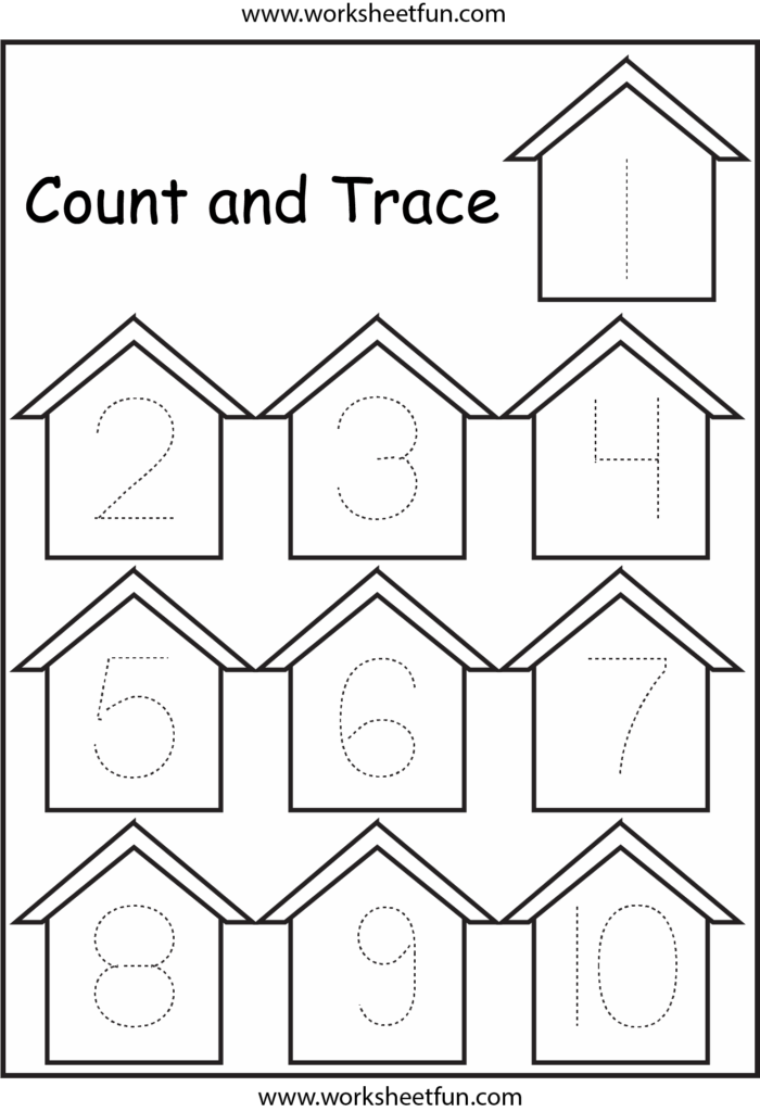 Number Tracing – 1 Worksheet / FREE Printable Worksheets – Worksheetfun