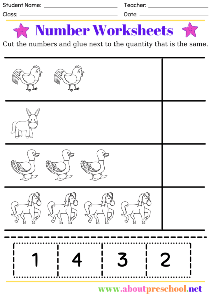 Number Worksheets For Kindergarten - About Preschool