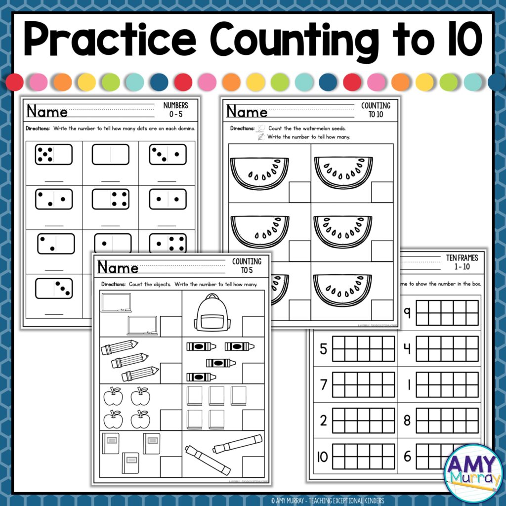 Numbers 1 10 Worksheets for Counting and Recognition Engaging numbers 1 10 worksheets for counting and object recognition