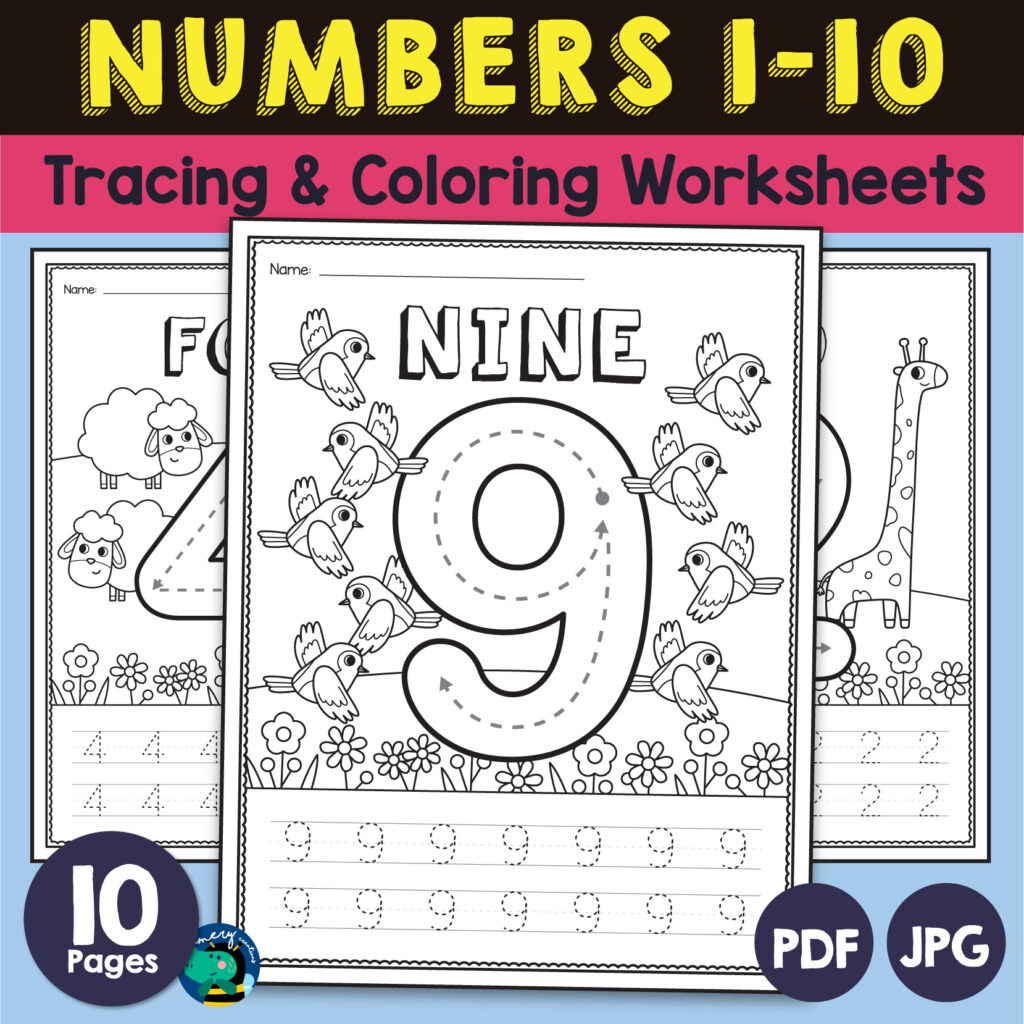 Numbers 1 10 Worksheets For Preschool - Preschool Numbers 1-10 Worksheets | Tracing and Coloring | No-Prep ...