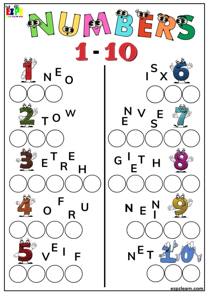 Numbers One to Ten 1-10 - Ezpzlearn.com - Worksheets Library