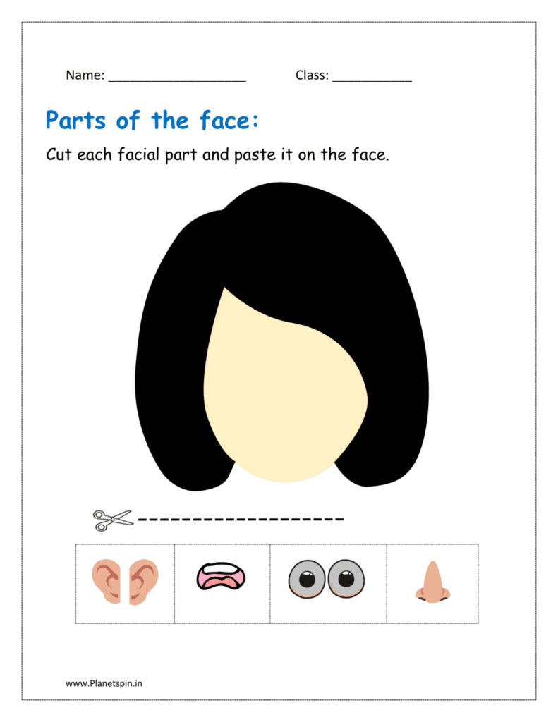 Parts of the face worksheet for grade 1 | Planetspin.in Parts of the face worksheet for grade 1 | Planetspin.in