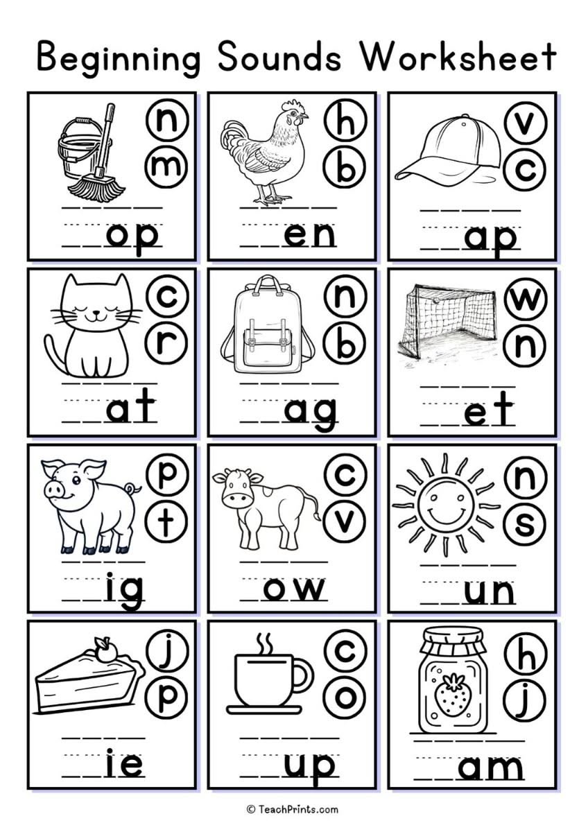 Phonics Worksheets For Kindergarten Printable Free - Beginning Sounds Worksheets - Free to Print | Learning to read ...