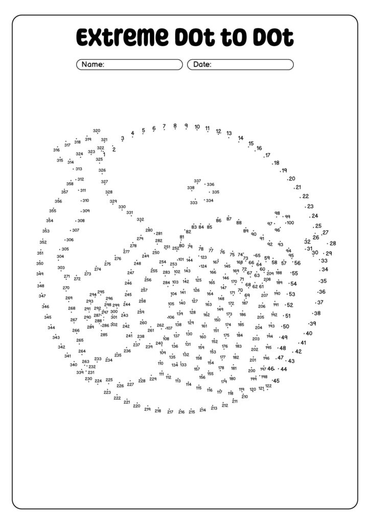 Extreme dot-to-dot worksheet with numerous dots for advanced puzzle solvers