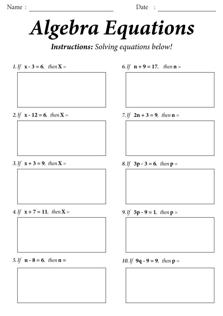 Post Algebraic Expressions Worksheets for 7th Grade Algebra equations worksheet for solving various algebraic expressions