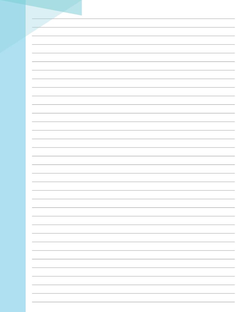 Printable kindergarten paper with light lines for easy writing