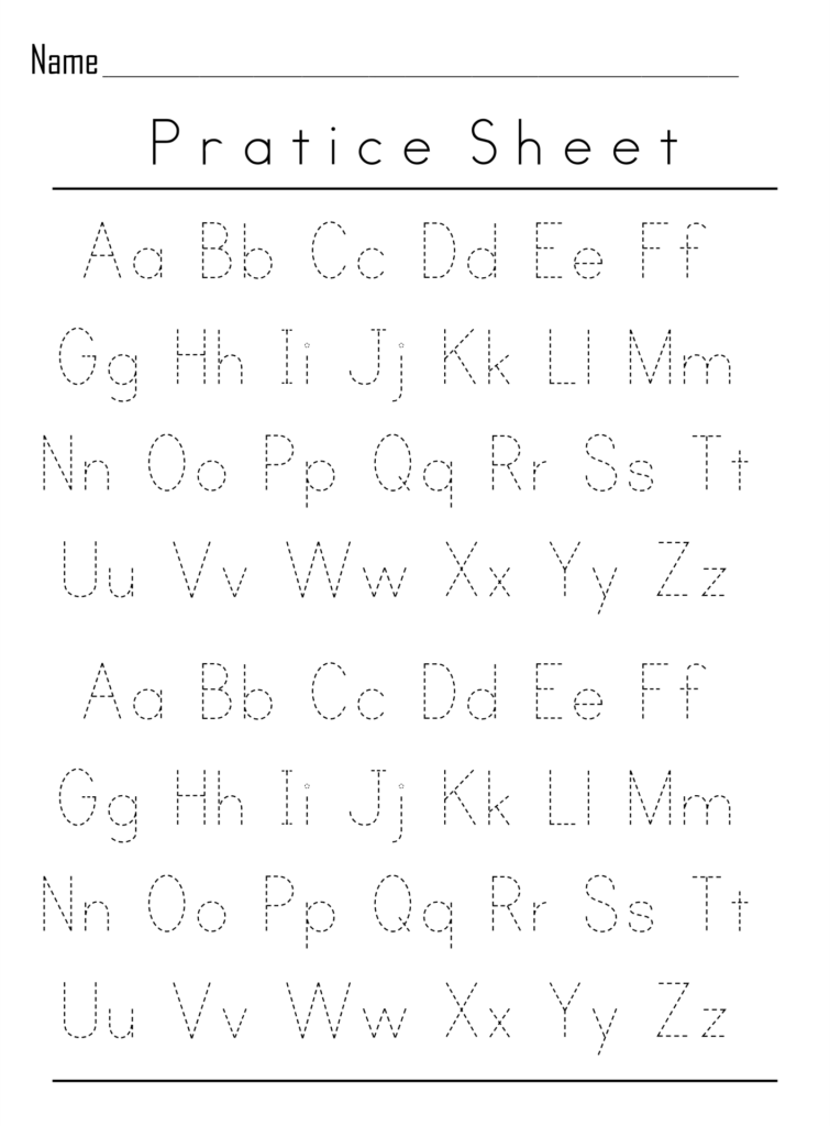 Handwriting Practice Sheet for Kindergarten Printable handwriting practice sheet for kindergarten with dotted letters