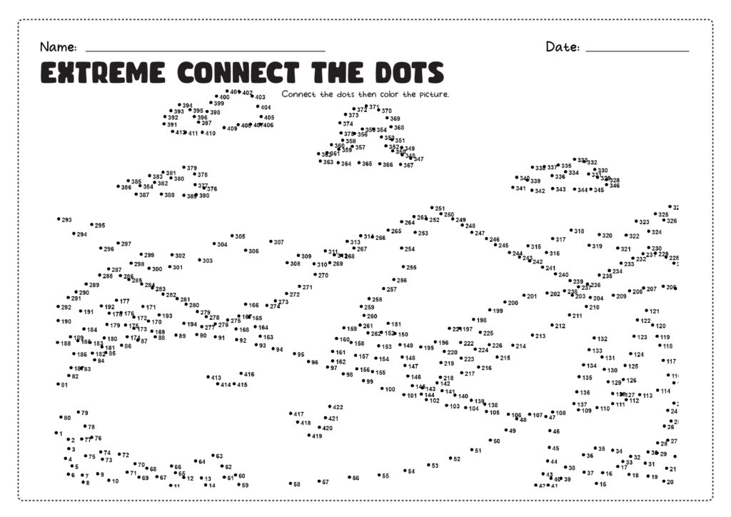 Extreme Connect the Dots Worksheet for Advanced Learners Challenging connect the dots worksheet featuring mountains and clouds for older children