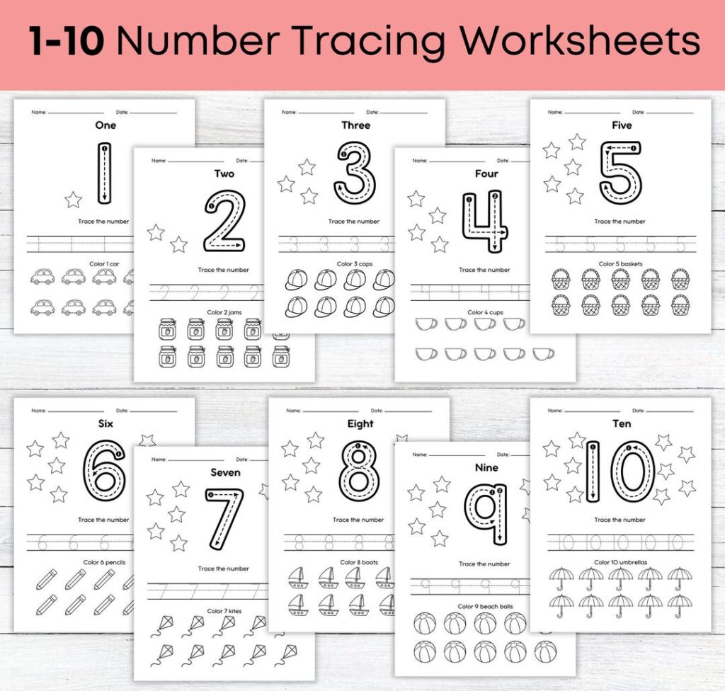 Pre K Number Tracing Worksheets - Number Tracing Worksheets,pre-k Number Tracing 1-10, Number Learning ...