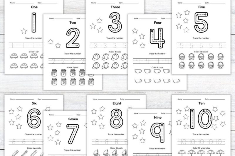 Pre K Number Tracing Worksheets
