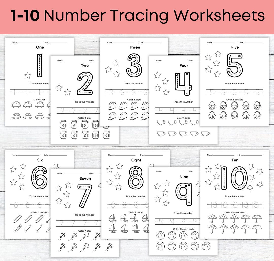 Pre K Number Tracing Worksheets - Number Tracing Worksheets,pre-k Number Tracing 1-10, Number Learning ...