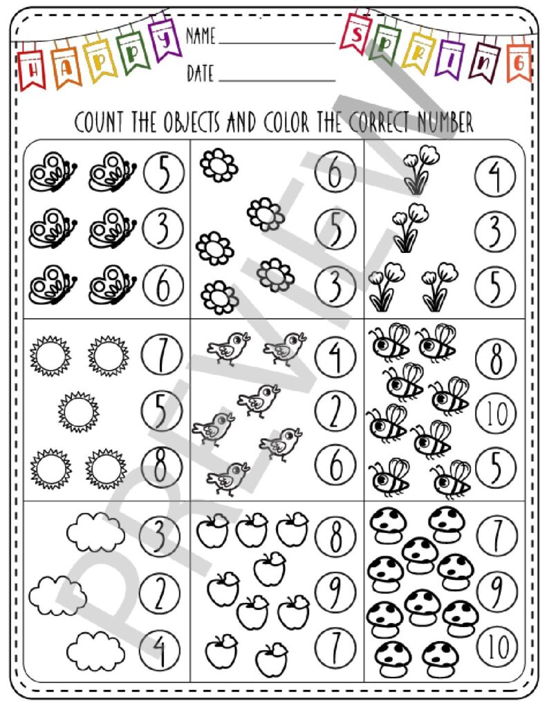 Preschool Math Worksheets - Printable Coloring Free