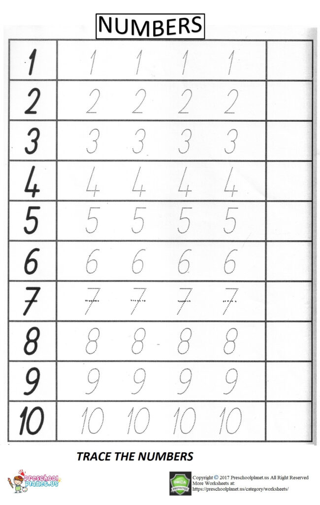Preschool Number Tracing Worksheets | Tracing Worksheets