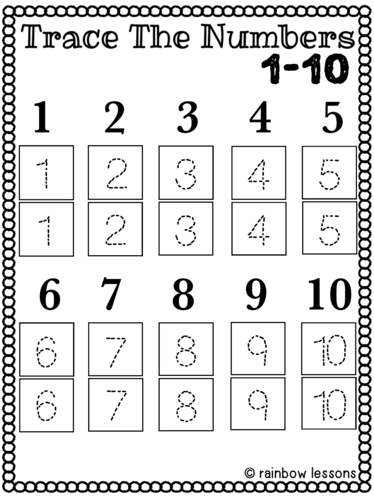 Preschool Number Worksheets 1 10