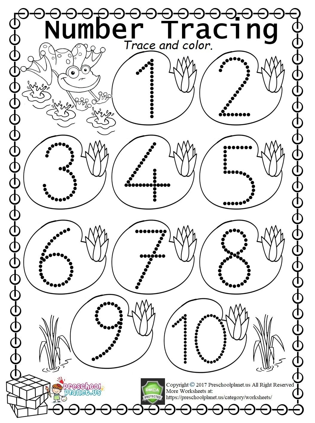 Preschool Tracing Numbers 1 10 - Trace The Numbers Free Printable Worksheet - Preschool Coloring ...