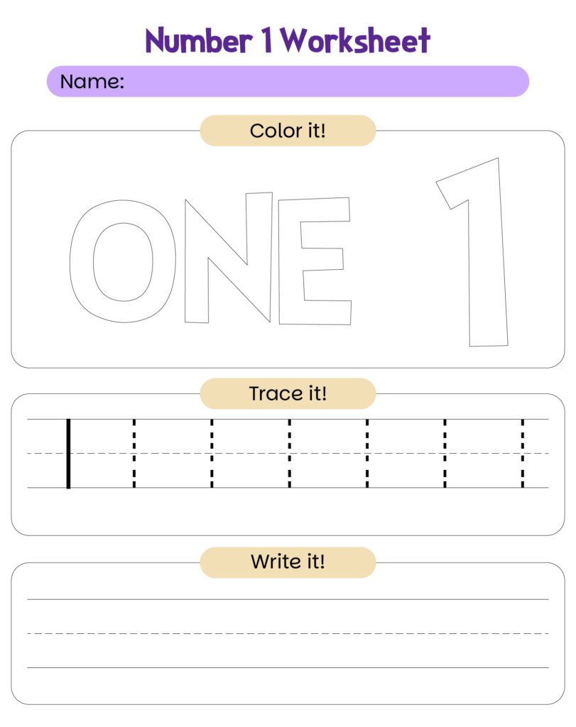 Preschool Worksheets Printable Number Coloring Pages 1 10
