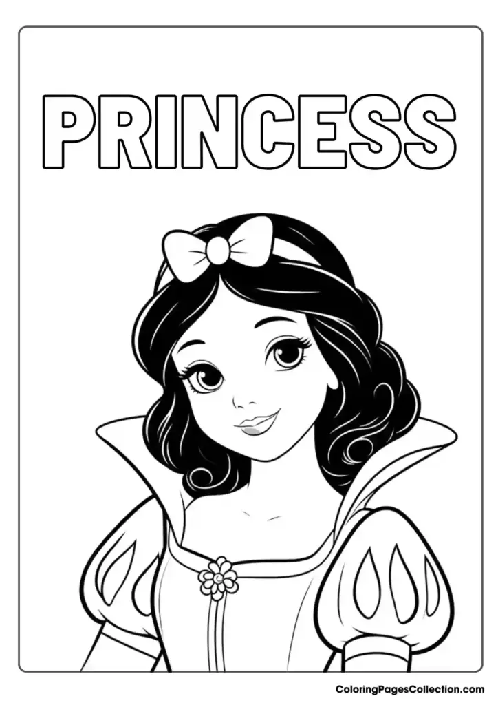 Coloring page featuring a Disney princess ready to be colored
