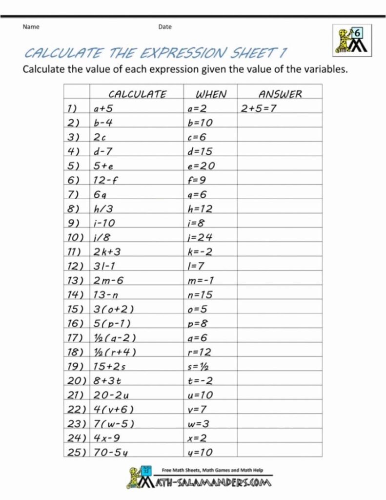 Printable 6Th Grade Math Worksheets | Plan Your Year Easily!