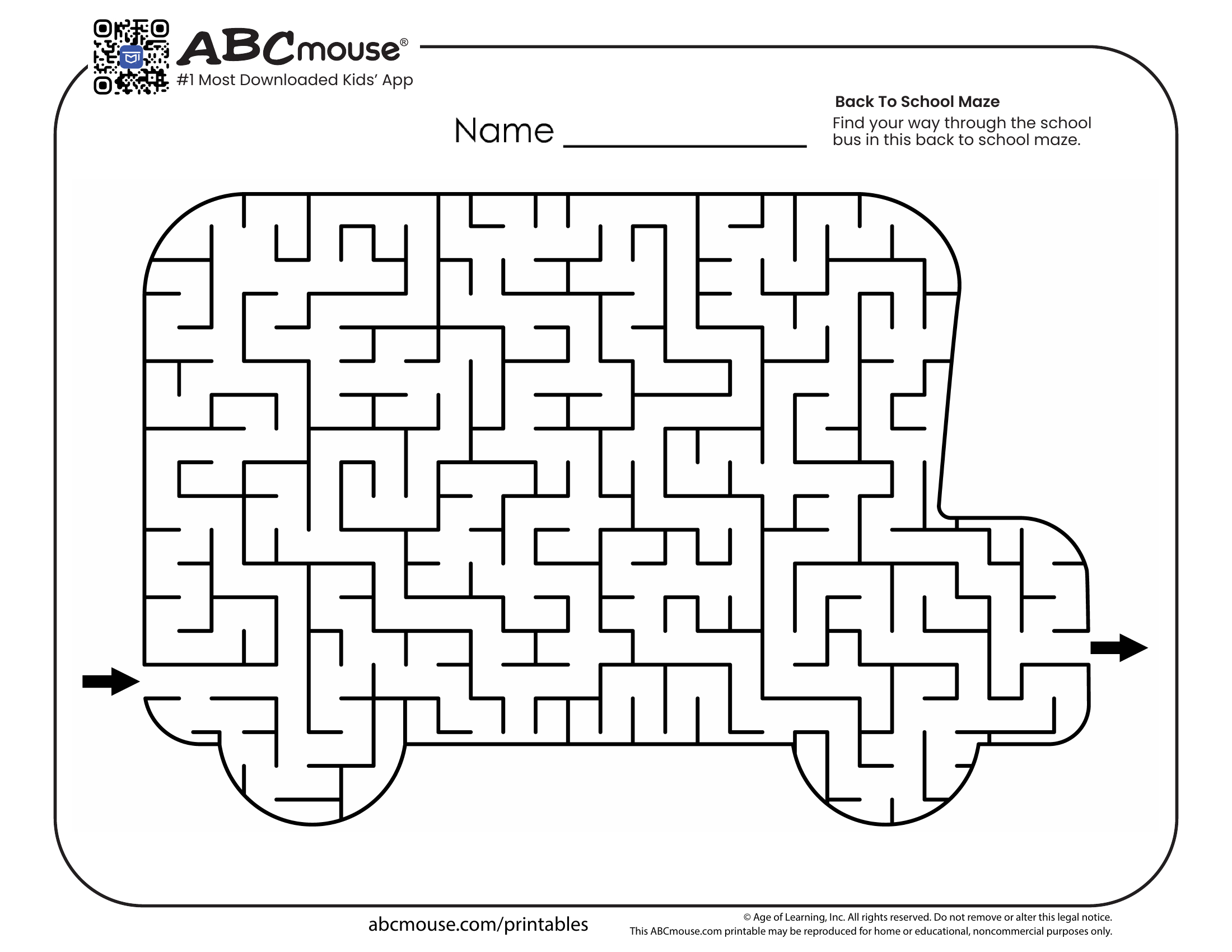 Engaging printable maze activity for kids featuring a school bus, perfect for Printable Activities For 5 Year Olds