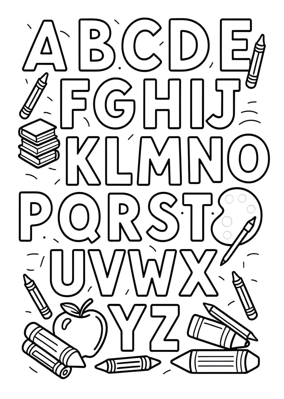 Printable Alphabet Letters To Color - Colorful Letter Coloring Pages for Toddlers: Fun ABC Activities