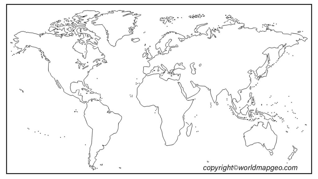Printable Blank Map Of The World - Blank World Map Outline with Printable Worksheet in PDF