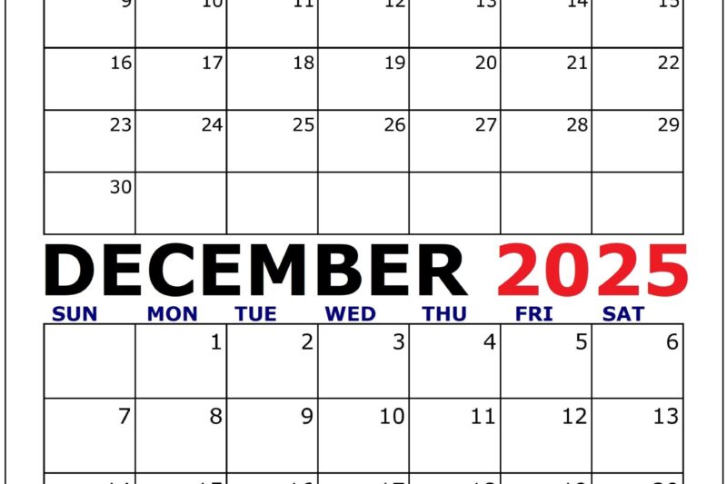 Printable Calendar November And December 2025