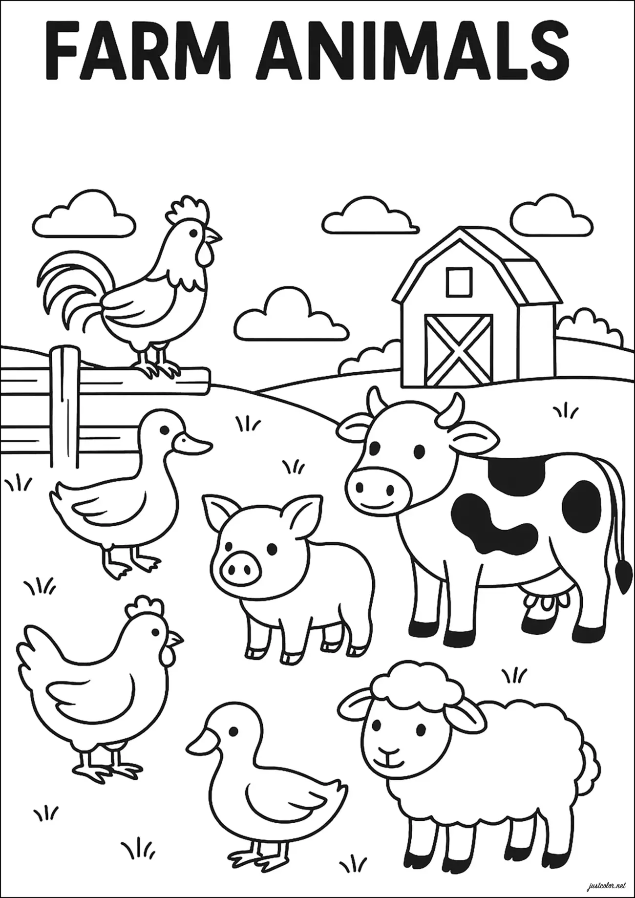 Printable Coloring Pictures Of Farm Animals - Farm Animal Printables