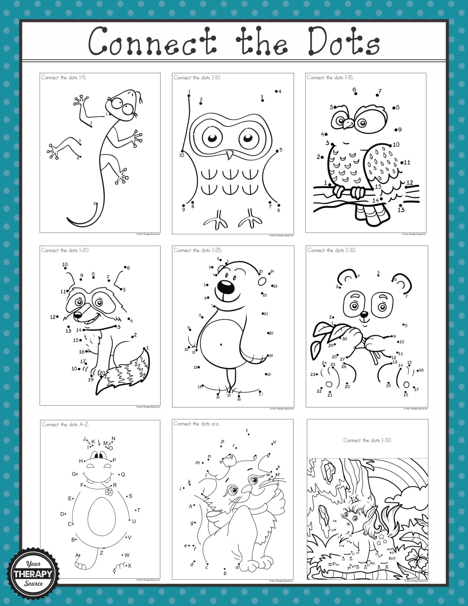 Engaging Printable Connect The Dots Worksheets featuring various fun characters and scenes