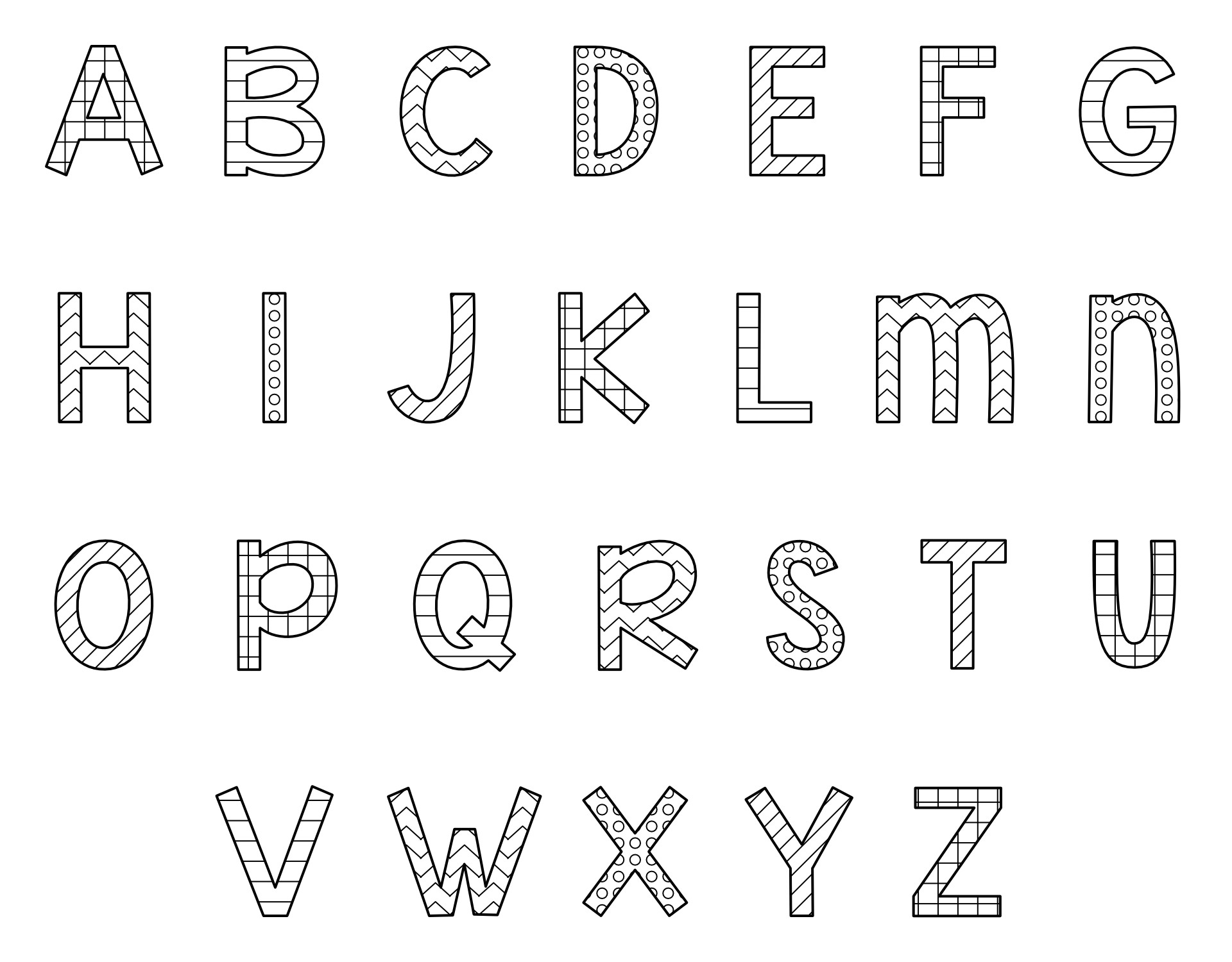 Free Printable Cut Out Alphabet Letters in various fun designs for kids' activities