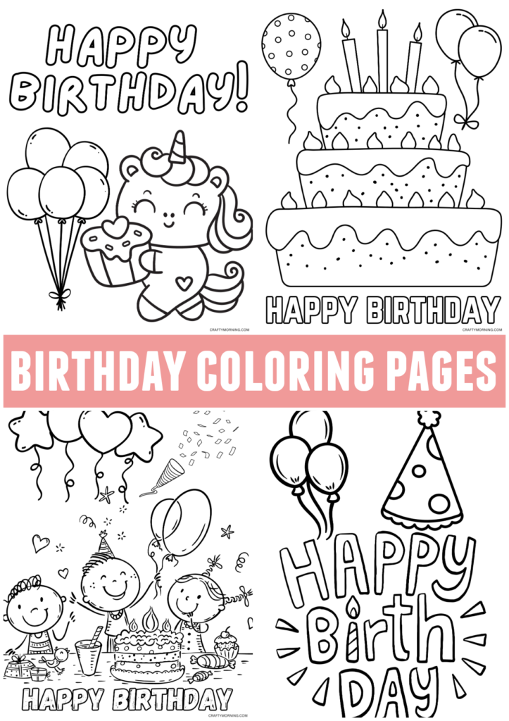 Printable Cute Happy Birthday Coloring Pages/happy Birthday Cat ...