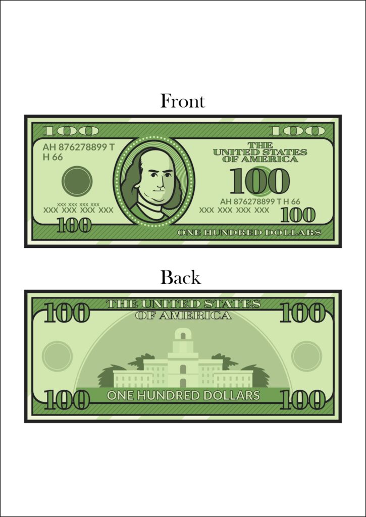 Printable Fake Money Actual Size Front And Back - Printable Templates