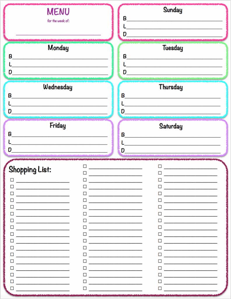 Printable Grocery List And Meal Planner Printable Grocery List And Meal Planner