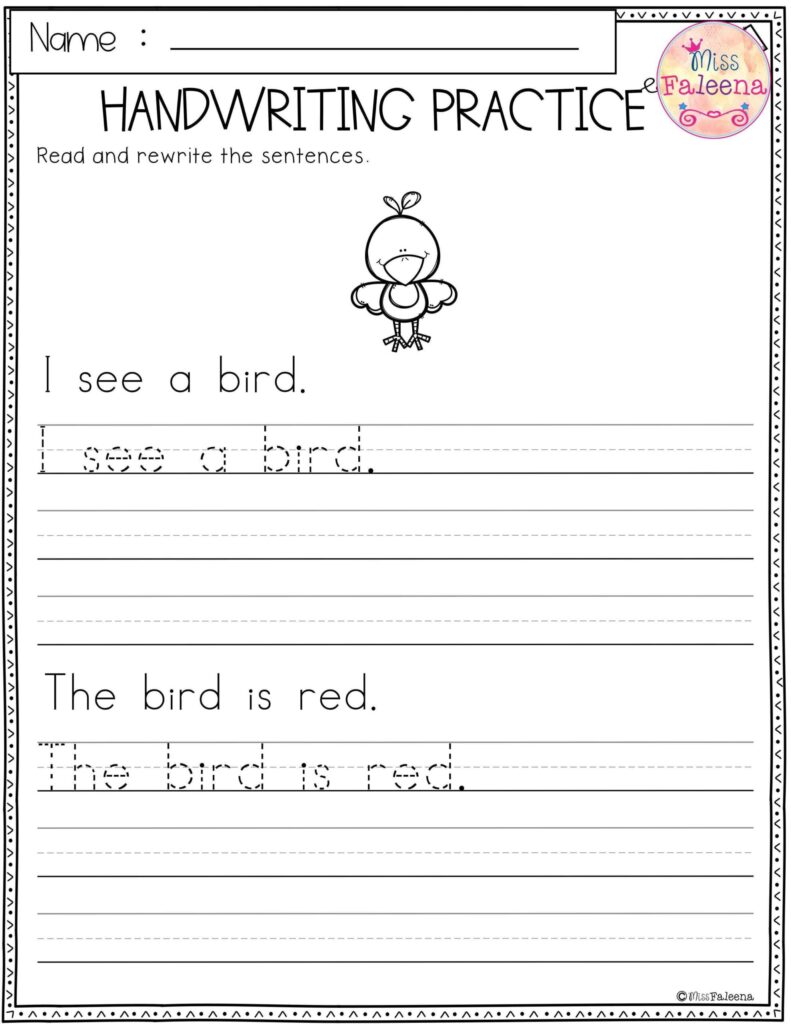 Printable Handwriting Kindergarten Writing Sentences Worksheets ...