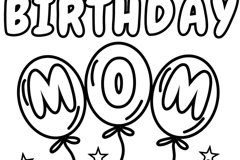 Printable Happy Birthday Mom Coloring Card
