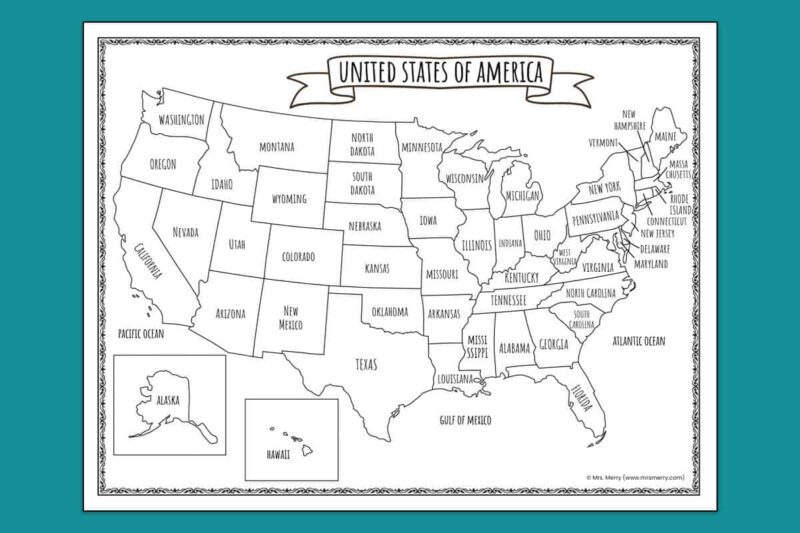 Printable Labeled Map Of The United States