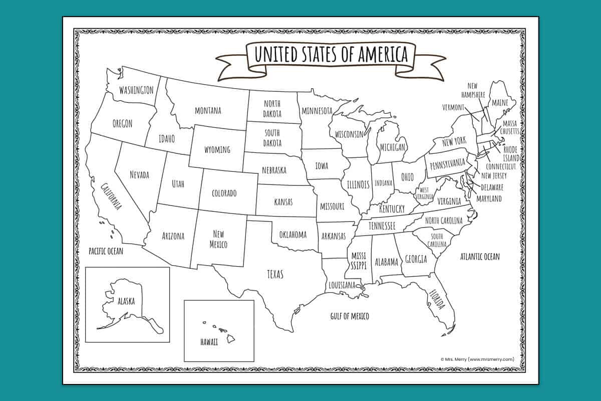 Printable Labeled Map Of The United States - Free Printable Map of USA With States Labeled