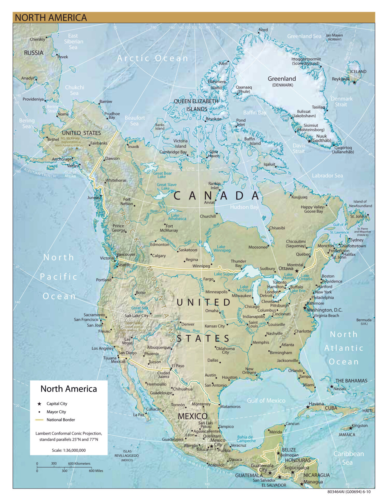 Printable Map Of North America - Map Of North America Printable