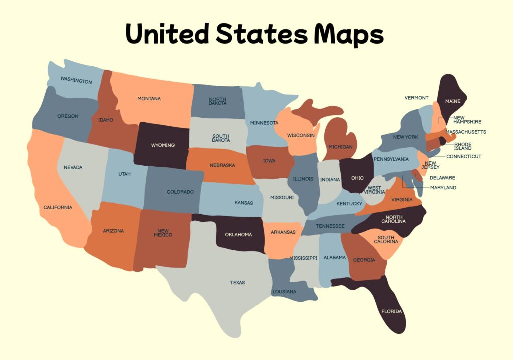 Printable Map Of USA States