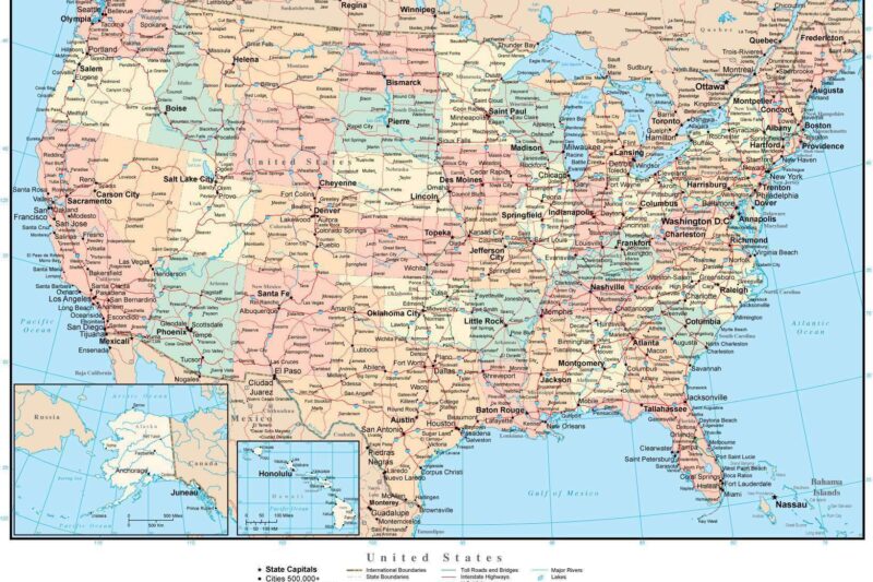 Printable Map United States Major Cities - United States Map With Major Cities Printable
