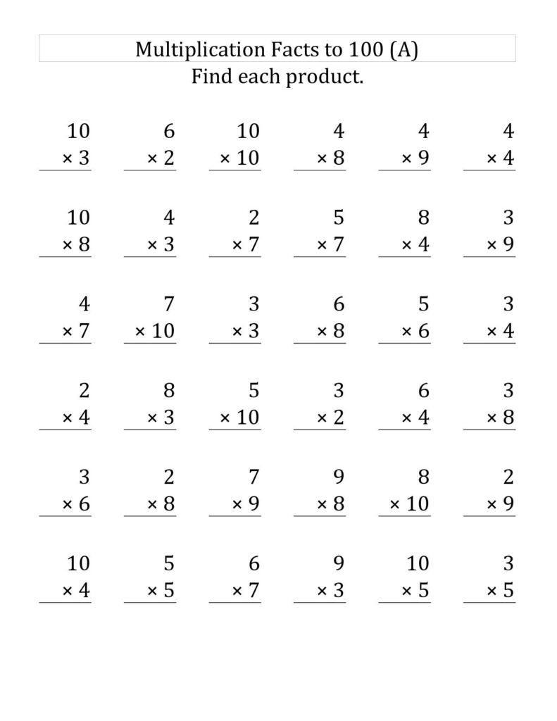 Printable Math Facts Worksheets 3Rd Grade - Free Printable Worksheets