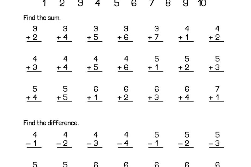 Printable Math For 1st Graders