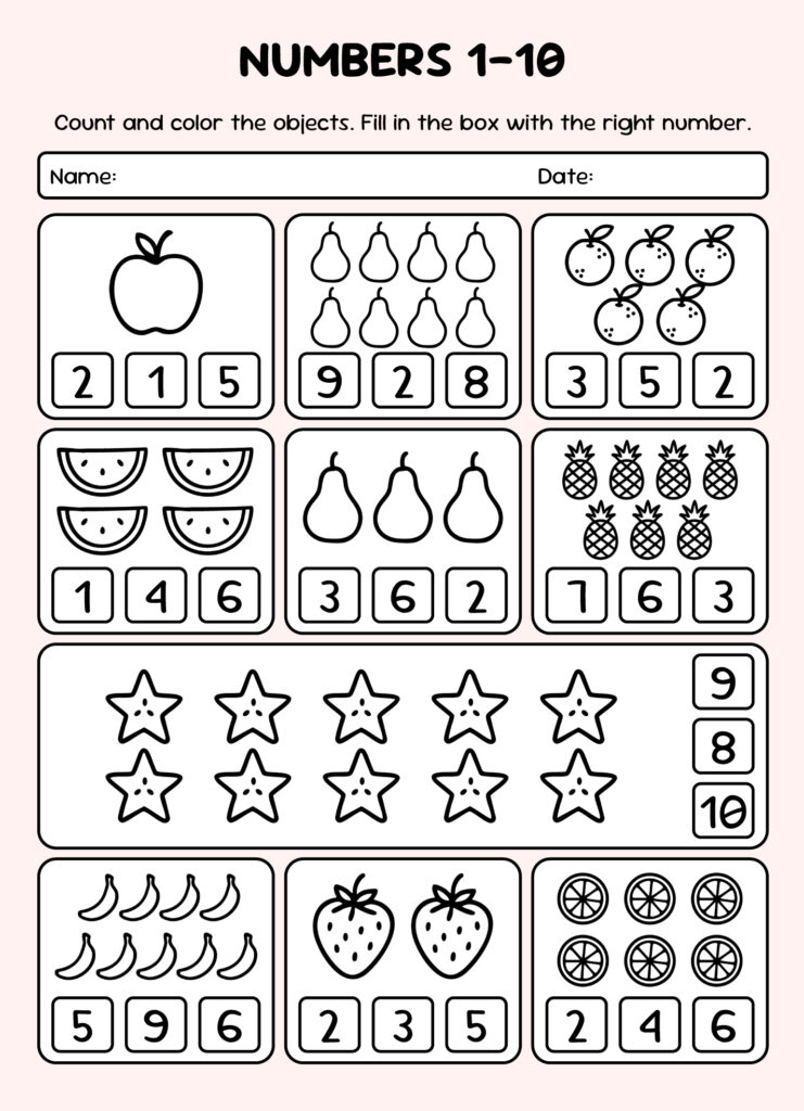 Printable Math Worksheets For Kindergarten – Free Google Docs Template Printable Math Worksheets For Kindergarten - Engaging printable math worksheet for kindergarten featuring counting and colori