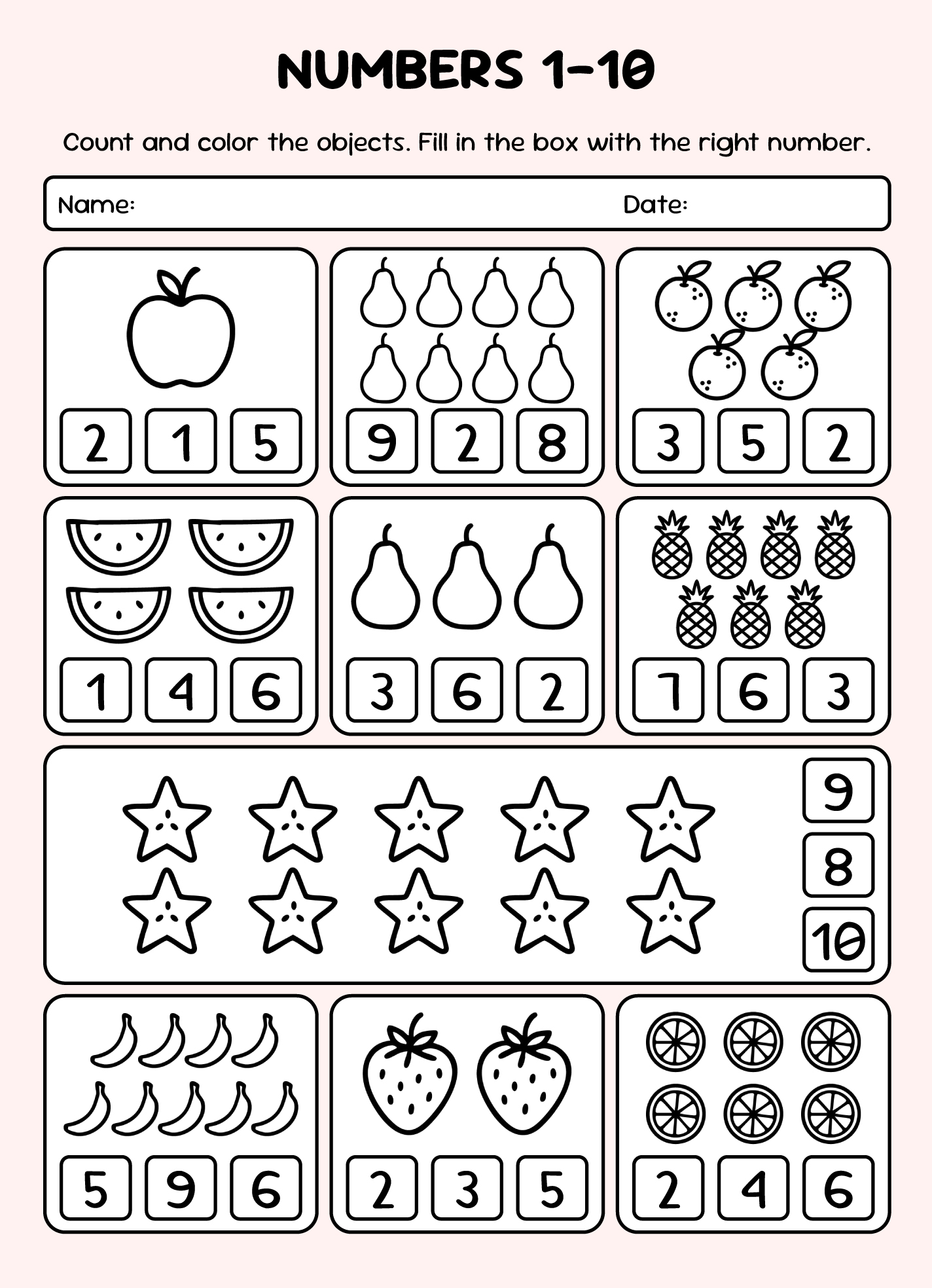 Printable Math Worksheets For Kindergarten - Engaging printable math worksheet for kindergarten featuring counting and colori