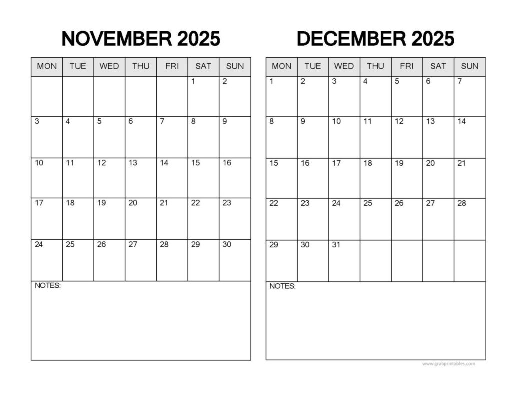 Printable November And December 2025 Calendar – Blank Calendar November And December 2025 Printable November And December 2025 Calendar - Blank Calendar November And December 2025