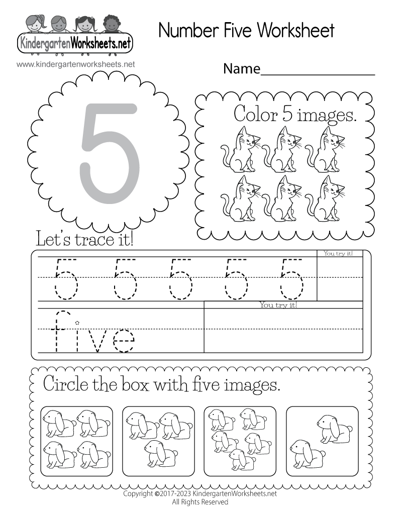 Printable Number 5 Worksheets For Preschool - Free Printable Number Five Worksheet