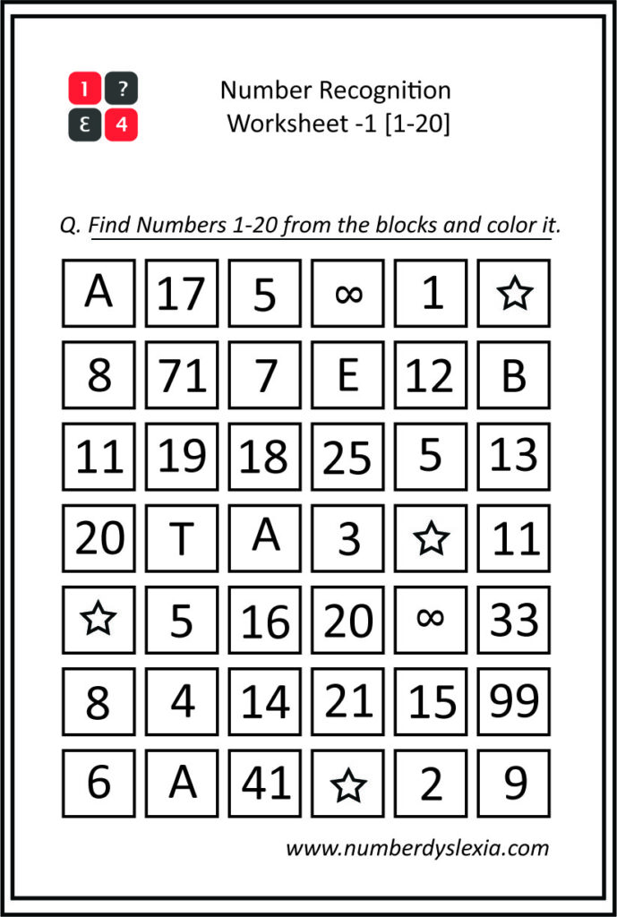 Printable Number Recognition Worksheet For Kindergarten - Free Word ...
