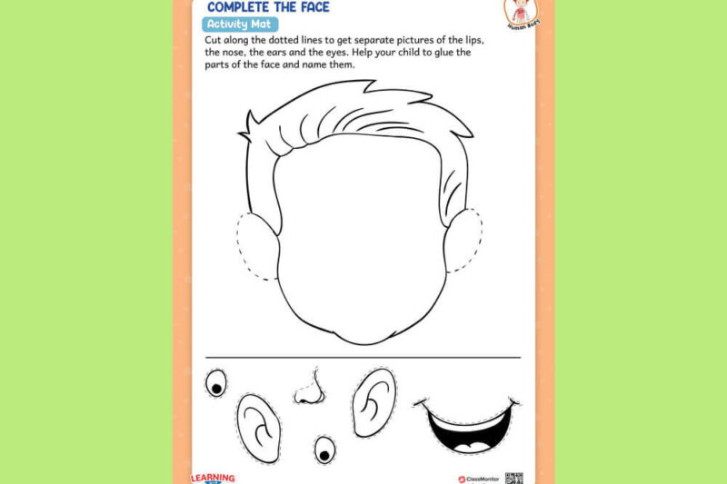Printable Parts Of The Face Cut And Paste