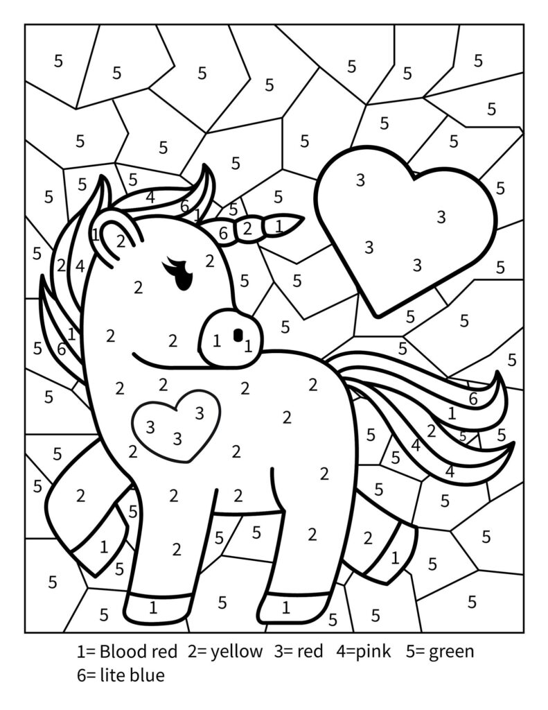 Printable: Unicorn Color by Numbers Activity Page for Toddlers, Kids ...