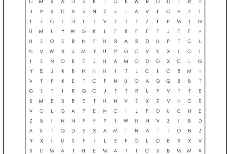 Printable Word Searches For Middle School