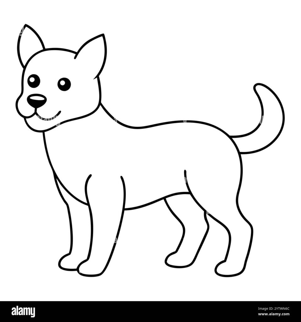 Printable cute puppy colouring page for kids, featuring a playful puppy